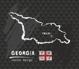 Georgia map, vector pen drawing on black background