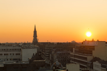 Sunset on european city 