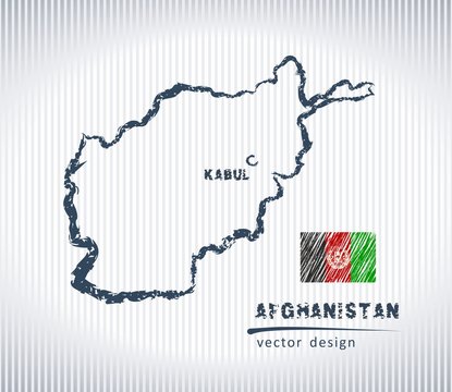 Afghanistan national vector drawing map on white background