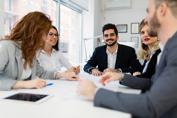 Group of architects working together on project