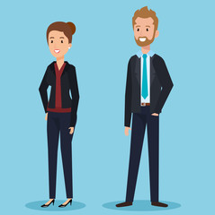 business couple avatars characters vector illustration design