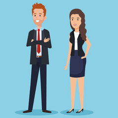 Fototapeta na wymiar business couple avatars characters vector illustration design