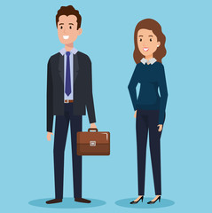 business couple avatars characters vector illustration design