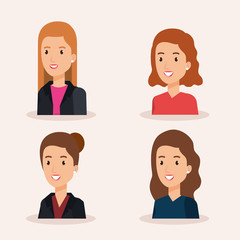 group businesswomen avatars characters vector illustration design