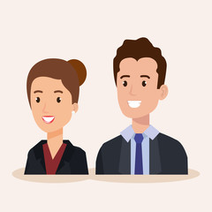 business couple avatars characters vector illustration design