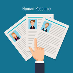 set curriculum vitae with hand index vector illustration design