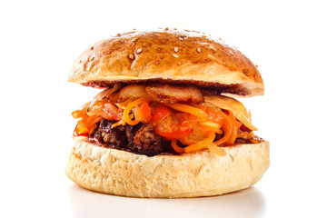 burger on a white background close up