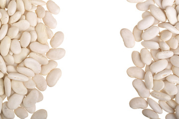 White kidney beans isolated on white background with copy space for your text. Top view