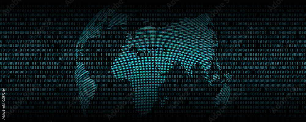 Poster binary code abstract background, digital communication code, technology background