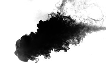 Black smoke on white background - obrazy, fototapety, plakaty