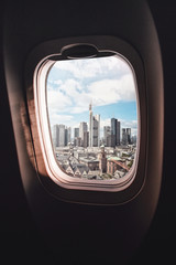 Fototapeta na wymiar Airplane window Frankfurt am Main