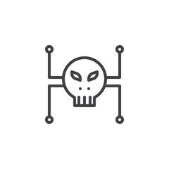 Computer virus outline icon. linear style sign for mobile concept and web design. Hacker Attack simple line vector icon. Symbol, logo illustration. Pixel perfect vector graphics