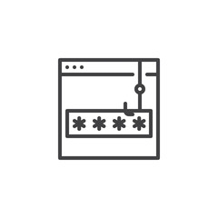Account password and phishing outline icon. linear style sign for mobile concept and web design. Password phishing simple line vector icon. Symbol, logo illustration. Pixel perfect vector graphics