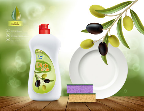 Dishwashing liquid soap with olive