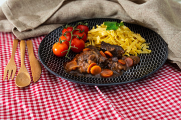 Home made Beef Bourguignon with Tagliatelle