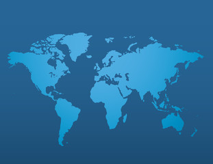 Blue similar world map blank on dark background for infographic. Vector illustration