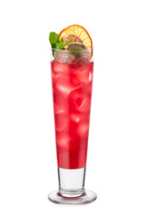 Cocktail Singapore Sling decorated with citrus chips and mint