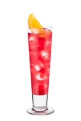 Cocktail Singapore Sling decorated with an orange slice