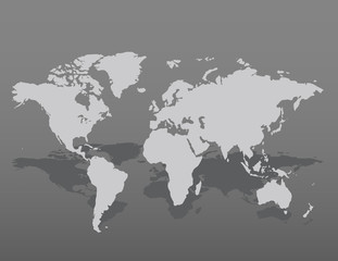 Gray similar world map blank for infographic on dark background. Vector illustration