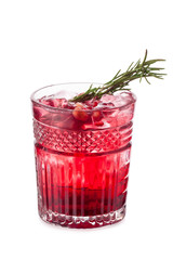 Cocktails Pomegranate Moscow Mule decorated with a branch of rosemary