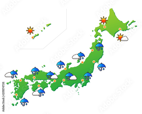 梅雨の天気予報のイラスト白背景 Fichier Vectoriel Libre De Droits