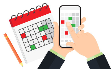 Obraz na płótnie Canvas Planning on smartphone in calendar app