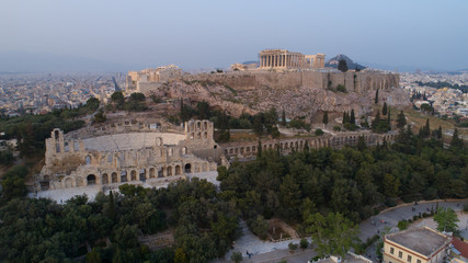 Fototapeta na wymiar Aerial view of Acropolis of Athens ancient citadel in Greece