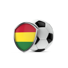 Bolivia national flag shield with a soccer ball. 3D Rendering
