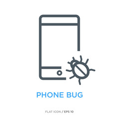 Phone bug line flat icon