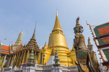 Fototapeta na wymiar Wat Phra Kaew ,Temple of the Emerald Buddha ,full official name Wat Phra Si Rattana Satsadaram in Bangkok ,Thailand