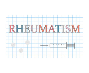rheumatism word on checkered paper sheet- vector illustration