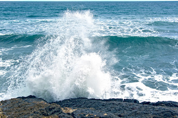Splashes of waves in the sea