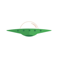 Flying saucer alien spaceship, ufo extraterrestrial creatures transport, vehicle. Science fiction fantastic spacecraft icon. Vector flat isolated illustration