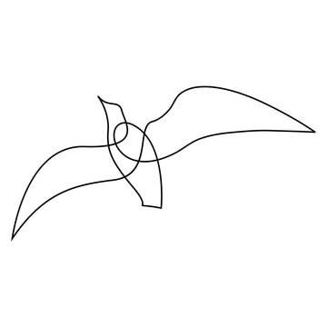 recommend clip art: One line gull or seagull flies design silhouette.Hand drawn minimalism style vector illustration