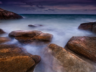Seascape during sunset. Beautiful natural seascape