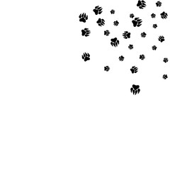 Monochrome Bear Footprints in Black and White. Prints of Paws with Big Claws for Petshop Design or for Goods for Pets. Simple Pattern for Print, Logo or Poster. Vector Confetti Background.