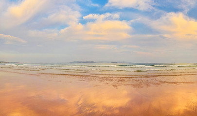 Ocean sunrise panorama,Zarautz,Spain.