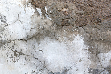 Old white grunge plaster wall with cracked structure background texture