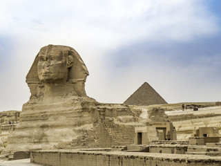 Fototapeta na wymiar The Great Sphinx and Pyramids in Cairo Egypt