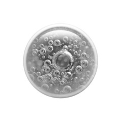Black and white bubbles air inside a large water bubble isolated on white background. Macro.