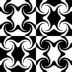 Decorative geometric pattern with a graceful spirals in a black and white contrast colors