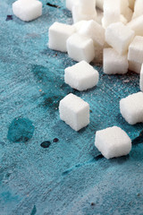 sugar cubes. unhealthy living with white sugar cube