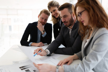 Group of architects working together on project