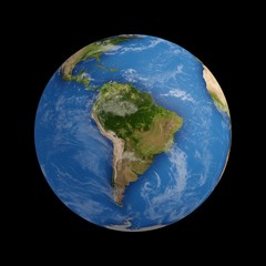 3D Rendering Planet Earth isolated on black