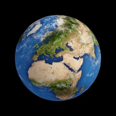 3D Rendering Planet Earth isolated on black