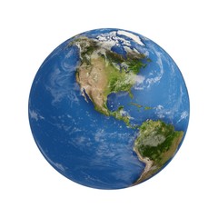 3D Rendering Planet Earth isolated on white