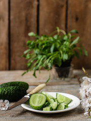 salad - organic vegetables (fresh and healthy). copy space (food vegetables background). Healthy food