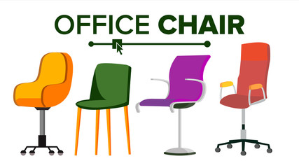 Chairs Vector. Furniture. Set Modern Chair Objects. House Scene Creator. Isolated Flat Illustration