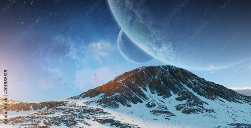 Poster Exoplanets in space 3D rendering elements of this image furnished by NASA