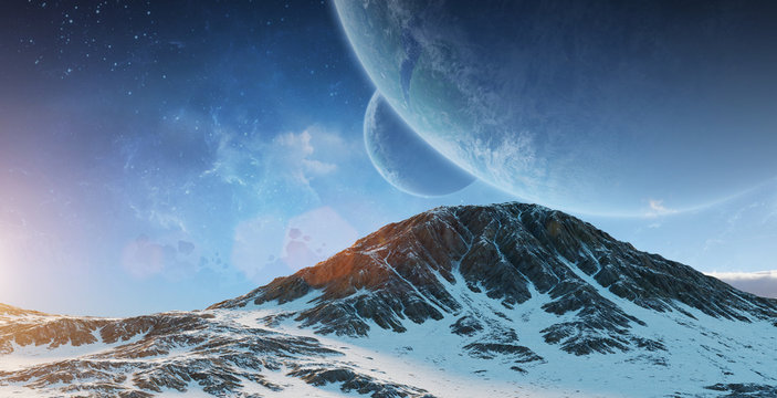 Fototapeta Exoplanets in space 3D rendering elements of this image furnished by NASA